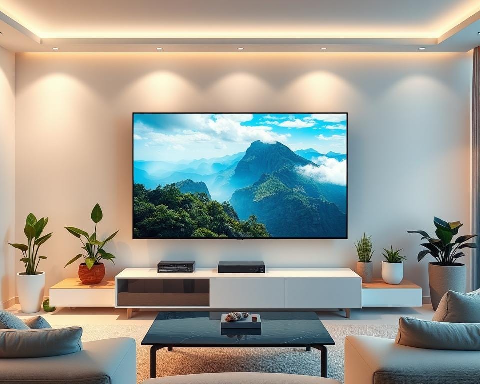 A high-quality 4K IPTV streaming experience, with vivid colors and exceptional clarity. The scene depicts a modern living room, with a large flatscreen TV displaying a breathtaking nature landscape in ultra-high definition. Soft, diffused lighting illuminates the room, creating a warm, inviting atmosphere. The TV is mounted on a sleek, minimalist entertainment unit, surrounded by lush potted plants and subtle home decor accents. The room is bathed in a serene, ethereal glow, reflecting the premium quality of the 4K IPTV service. The overall composition conveys a sense of technological sophistication and visual immersion, perfectly suited to showcase the capabilities of advanced IPTV streaming. A high-quality 4K IPTV streaming experience, with vivid colors and exceptional clarity. The scene depicts a modern living room, with a large flatscreen TV displaying a breathtaking nature landscape in ultra-high definition. Soft, diffused lighting illuminates the room, creating a warm, inviting atmosphere. The TV is mounted on a sleek, minimalist entertainment unit, surrounded by lush potted plants and subtle home decor accents. The room is bathed in a serene, ethereal glow, reflecting the premium quality of the 4K IPTV service. The overall composition conveys a sense of technological sophistication and visual immersion, perfectly suited to showcase the capabilities of advanced IPTV streaming.