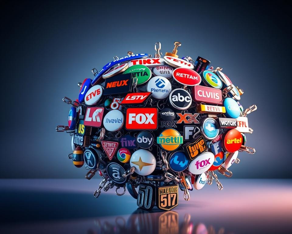 A lush, vibrant bouquet of television channel logos, meticulously arranged against a sleek, modern background. The channels are displayed as shimmering, metallic chains, intertwined with a sense of depth and dimensionality. Soft, directional lighting casts gentle shadows, highlighting the depth and texture of the individual logos. The overall composition conveys a sense of abundance and variety, perfectly suited to showcase the "Bouquets de chaînes disponibles" for the Foxx IPTV subscription service. The image radiates a sophisticated, premium aesthetic, reflecting the high-quality content and entertainment options available to the viewer. A lush, vibrant bouquet of television channel logos, meticulously arranged against a sleek, modern background. The channels are displayed as shimmering, metallic chains, intertwined with a sense of depth and dimensionality. Soft, directional lighting casts gentle shadows, highlighting the depth and texture of the individual logos. The overall composition conveys a sense of abundance and variety, perfectly suited to showcase the "Bouquets de chaînes disponibles" for the Foxx IPTV subscription service. The image radiates a sophisticated, premium aesthetic, reflecting the high-quality content and entertainment options available to the viewer.