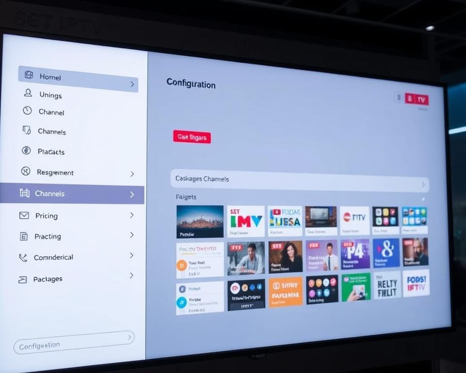 A modern and visually appealing configuration screen for a Set IPTV service subscription. The foreground depicts a sleek, minimalist user interface with clean lines and a crisp, high-contrast color scheme. Various settings and options are neatly organized, allowing the user to easily navigate and customize their IPTV experience. The middle ground showcases a dynamic grid layout displaying available channels, packages, and pricing details. The background features a subtle, out-of-focus cityscape or technical landscape, conveying a sense of connectivity and advanced technology. Soft, directional lighting enhances the overall aesthetic, creating depth and emphasizing the key elements. The atmosphere is professional, sophisticated, and user-friendly, reflecting the seamless integration of the Set IPTV service into the user's digital lifestyle. A modern and visually appealing configuration screen for a Set IPTV service subscription. The foreground depicts a sleek, minimalist user interface with clean lines and a crisp, high-contrast color scheme. Various settings and options are neatly organized, allowing the user to easily navigate and customize their IPTV experience. The middle ground showcases a dynamic grid layout displaying available channels, packages, and pricing details. The background features a subtle, out-of-focus cityscape or technical landscape, conveying a sense of connectivity and advanced technology. Soft, directional lighting enhances the overall aesthetic, creating depth and emphasizing the key elements. The atmosphere is professional, sophisticated, and user-friendly, reflecting the seamless integration of the Set IPTV service into the user's digital lifestyle.