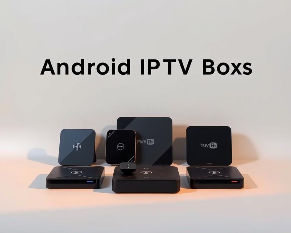 A modern, sleek set of the 5 best Android IPTV boxes for 2024, showcased against a minimalist, light gray background. The boxes are positioned in an elegant, staggered arrangement, casting subtle shadows that add depth and dimensionality. The boxes feature clean, minimalist designs with sharp edges and subtle branding. Warm, directional lighting illuminates the scene, casting soft highlights and shadows that accentuate the form and texture of the devices. The overall mood is one of sophistication, technology, and anticipation for the latest advancements in home entertainment. A modern, sleek set of the 5 best Android IPTV boxes for 2024, showcased against a minimalist, light gray background. The boxes are positioned in an elegant, staggered arrangement, casting subtle shadows that add depth and dimensionality. The boxes feature clean, minimalist designs with sharp edges and subtle branding. Warm, directional lighting illuminates the scene, casting soft highlights and shadows that accentuate the form and texture of the devices. The overall mood is one of sophistication, technology, and anticipation for the latest advancements in home entertainment.