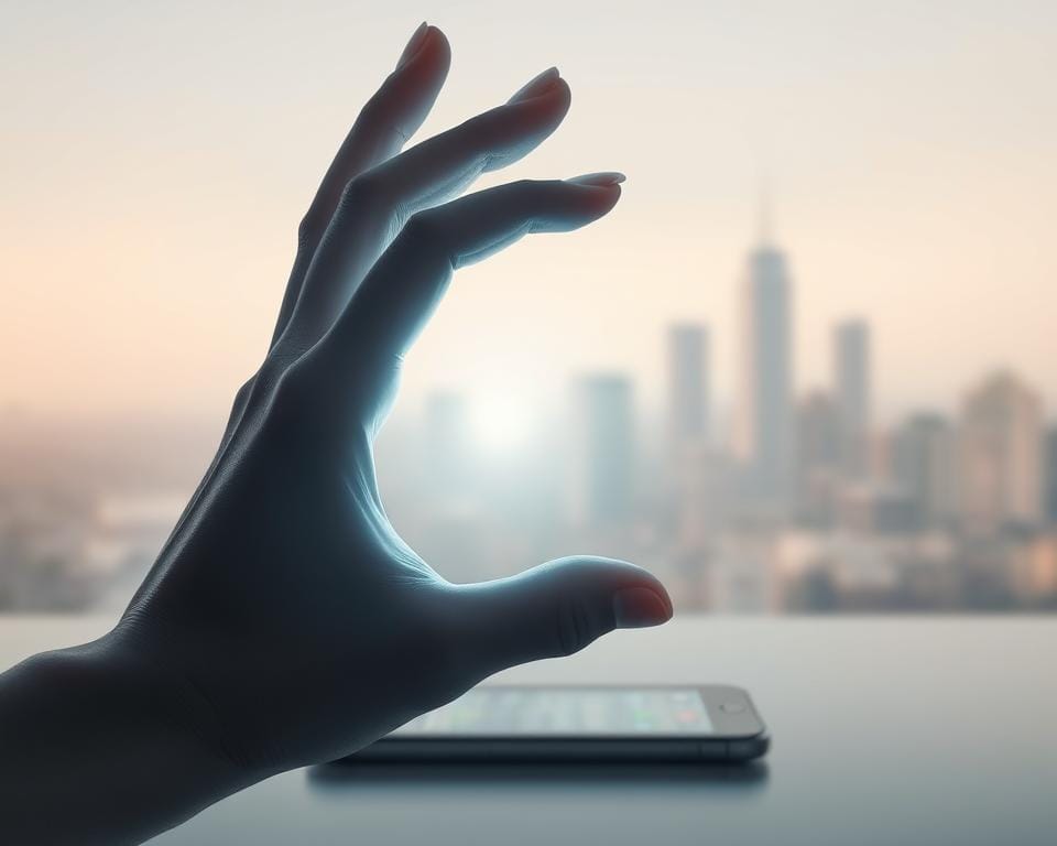 A serene, minimalist composition depicting the concept of "sécurité protection vie privée". In the foreground, a shielding hand gesture made of luminous, semi-transparent glass or crystal, conveying a sense of safeguarding and privacy. The hand hovers over a smartphone, tablet, or laptop screen, symbolic of digital security and data protection. The middle ground features a soft, muted color palette with subtle gradients, creating a calming, contemplative atmosphere. In the background, a blurred, out-of-focus cityscape or architectural elements, suggesting the larger context of the modern, interconnected world. Soft, diffused lighting from an unseen source illuminates the scene, lending a sense of tranquility and security. A serene, minimalist composition depicting the concept of "sécurité protection vie privée". In the foreground, a shielding hand gesture made of luminous, semi-transparent glass or crystal, conveying a sense of safeguarding and privacy. The hand hovers over a smartphone, tablet, or laptop screen, symbolic of digital security and data protection. The middle ground features a soft, muted color palette with subtle gradients, creating a calming, contemplative atmosphere. In the background, a blurred, out-of-focus cityscape or architectural elements, suggesting the larger context of the modern, interconnected world. Soft, diffused lighting from an unseen source illuminates the scene, lending a sense of tranquility and security.