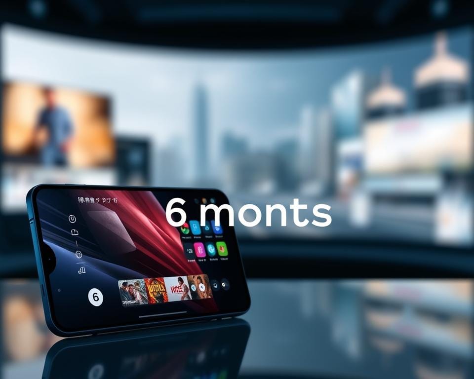 A sleek and modern illustration of a 6-month IPTV subscription package. In the foreground, a glossy, high-resolution image of a smartphone or tablet displaying the IPTV user interface, showcasing the seamless streaming experience. In the middle ground, a clean and minimalist design element representing the "6 months" duration, perhaps in the form of a timeline or calendar. The background features a soft, blurred cityscape or technology-inspired backdrop, conveying a sense of innovation and the future of television. The overall composition should exude a professional, trustworthy, and visually appealing aesthetic to complement the article's subject matter. Prompt A sleek, high-resolution illustration of a 6-month IPTV subscription package. In the foreground, a smartphone or tablet displaying the IPTV interface. In the middle, a clean design element representing the "6 months" duration. The background features a soft, blurred cityscape or technology-inspired backdrop, conveying a sense of innovation and the A sleek and modern illustration of a 6-month IPTV subscription package. In the foreground, a glossy, high-resolution image of a smartphone or tablet displaying the IPTV user interface, showcasing the seamless streaming experience. In the middle ground, a clean and minimalist design element representing the "6 months" duration, perhaps in the form of a timeline or calendar. The background features a soft, blurred cityscape or technology-inspired backdrop, conveying a sense of innovation and the future of television. The overall composition should exude a professional, trustworthy, and visually appealing aesthetic to complement the article's subject matter. Prompt A sleek, high-resolution illustration of a 6-month IPTV subscription package. In the foreground, a smartphone or tablet displaying the IPTV interface. In the middle, a clean design element representing the "6 months" duration. The background features a soft, blurred cityscape or technology-inspired backdrop, conveying a sense of innovation and the