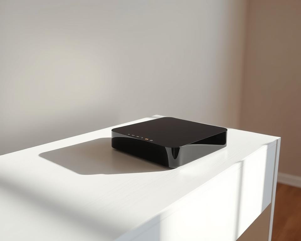A sleek, modern IPTV set-top box rests on a minimalist, white wooden table. The device features a clean, rectangular design with a glossy black finish. Crisp, directional lighting highlights the sharp edges and smooth curves, casting dramatic shadows that convey a sense of technological sophistication. In the background, a simple, neutral-toned wall provides a calm, uncluttered backdrop, allowing the IPTV box to be the focal point. The overall scene exudes a sense of contemporary elegance and digital prowess, perfectly capturing the essence of the "different types of IPTV boxes" section. A sleek, modern IPTV set-top box rests on a minimalist, white wooden table. The device features a clean, rectangular design with a glossy black finish. Crisp, directional lighting highlights the sharp edges and smooth curves, casting dramatic shadows that convey a sense of technological sophistication. In the background, a simple, neutral-toned wall provides a calm, uncluttered backdrop, allowing the IPTV box to be the focal point. The overall scene exudes a sense of contemporary elegance and digital prowess, perfectly capturing the essence of the "different types of IPTV boxes" section.