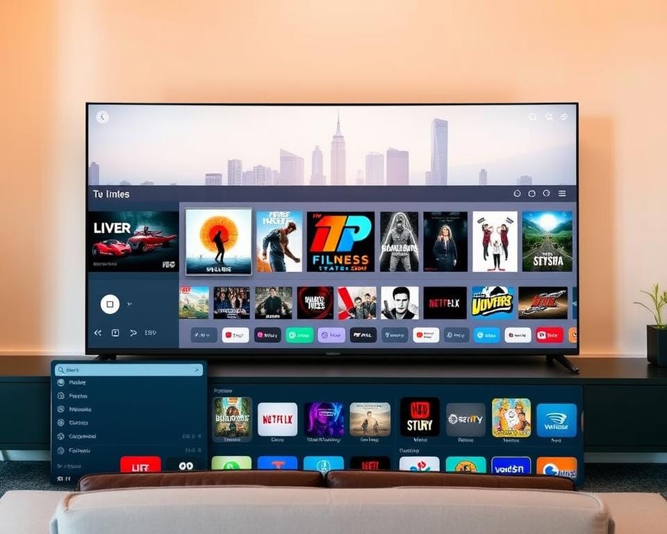 A sleek, modern interface showcasing the Set IPTV platform. The foreground features a stylish dashboard with intuitive controls and customizable widgets, reflecting the seamless user experience. In the middle ground, various content tiles present a diverse selection of live TV channels, movies, and on-demand content. The background depicts a subtle, minimalist city skyline, hinting at the global reach and connectivity of the IPTV service. The scene is illuminated by warm, natural lighting, creating a welcoming and accessible atmosphere. The overall composition emphasizes the user-centric design, efficiency, and comprehensive entertainment options of the Set IPTV interface. A sleek, modern interface showcasing the Set IPTV platform. The foreground features a stylish dashboard with intuitive controls and customizable widgets, reflecting the seamless user experience. In the middle ground, various content tiles present a diverse selection of live TV channels, movies, and on-demand content. The background depicts a subtle, minimalist city skyline, hinting at the global reach and connectivity of the IPTV service. The scene is illuminated by warm, natural lighting, creating a welcoming and accessible atmosphere. The overall composition emphasizes the user-centric design, efficiency, and comprehensive entertainment options of the Set IPTV interface.