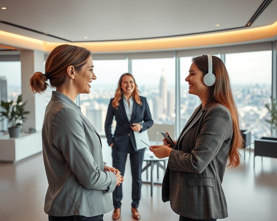 An office setting with a well-lit, modern interior. In the foreground, a customer service agent attentively assists a client, their expressions conveying a sense of helpfulness and professionalism. The middle ground features sleek, minimalist furniture and decor, creating a sophisticated and welcoming atmosphere. In the background, a large window offers a panoramic view of a bustling city skyline, suggesting a dynamic and thriving business environment. Soft, indirect lighting casts a warm glow throughout the scene, enhancing the sense of comfort and care. The overall composition conveys a high-quality, reliable customer support experience. An office setting with a well-lit, modern interior. In the foreground, a customer service agent attentively assists a client, their expressions conveying a sense of helpfulness and professionalism. The middle ground features sleek, minimalist furniture and decor, creating a sophisticated and welcoming atmosphere. In the background, a large window offers a panoramic view of a bustling city skyline, suggesting a dynamic and thriving business environment. Soft, indirect lighting casts a warm glow throughout the scene, enhancing the sense of comfort and care. The overall composition conveys a high-quality, reliable customer support experience.