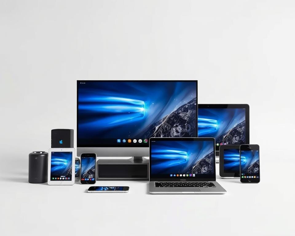 Prompt A group of various electronic devices, including a smart TV, laptop, tablet, and smartphone, seamlessly connected and working together, set against a clean, minimalist background. The devices are arranged in a harmonious, eye-catching composition, showcasing their compatibility and integration. The lighting is soft and even, highlighting the sleek, modern designs of the gadgets. The overall mood is one of simplicity, efficiency, and technological harmony, reflecting the concept of "Compatibilité tous appareils". Prompt A group of various electronic devices, including a smart TV, laptop, tablet, and smartphone, seamlessly connected and working together, set against a clean, minimalist background. The devices are arranged in a harmonious, eye-catching composition, showcasing their compatibility and integration. The lighting is soft and even, highlighting the sleek, modern designs of the gadgets. The overall mood is one of simplicity, efficiency, and technological harmony, reflecting the concept of "Compatibilité tous appareils".